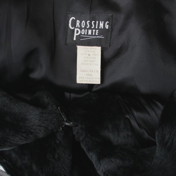 VTG Long Full Length Faux Fur Robe Coat Black Shawl Collar Roll Cuff Hinge Hook - Picture 9 of 10